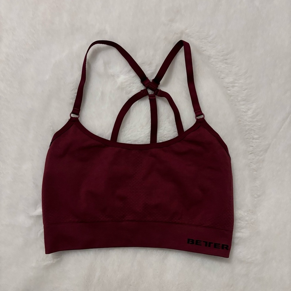 Better Bodies | maroon sports bra strappy back